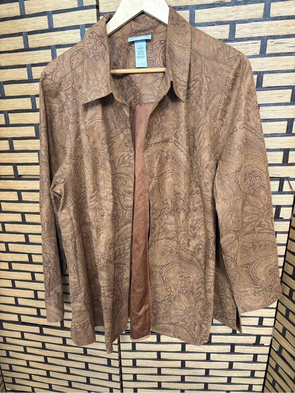 Catherine’s brown paisley print button down shirt size 1X